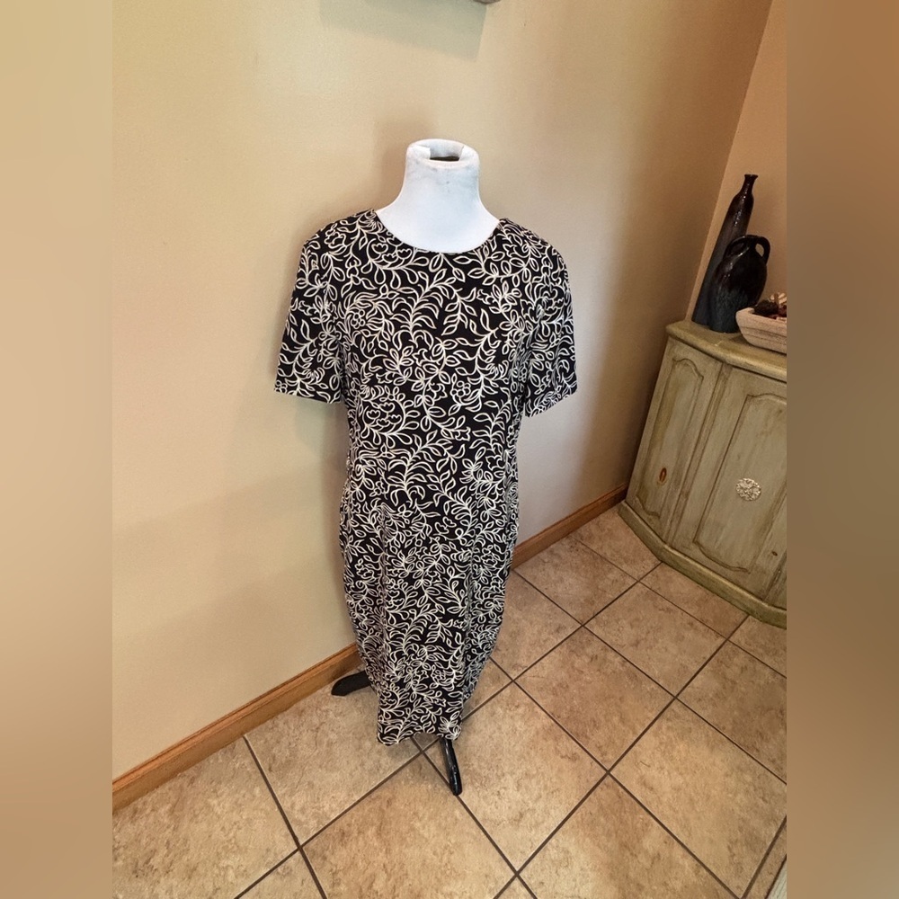 Vintage Liz Claiborne Shift Dress Floral Leaf Print Size 10
